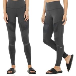 ALO YOGA High Waist Moto Legging Gray Size Small